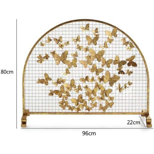  WSYTY Fireplace Screens Fire Spark Guard Wrought Iron Fireplace Screen, Large Flat Guard Metal Decor Mesh Cover, Safe Firewood Burning Stove Accessories, Gold