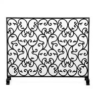 WSYTY Fireplace Screens Fire Spark Guard Wrought Iron Fireplace Screen, Large Flat Guard Metal Decor Mesh Cover, Safe Fireproof Firewood Burning Stove Accessories Black, 31 H × 38