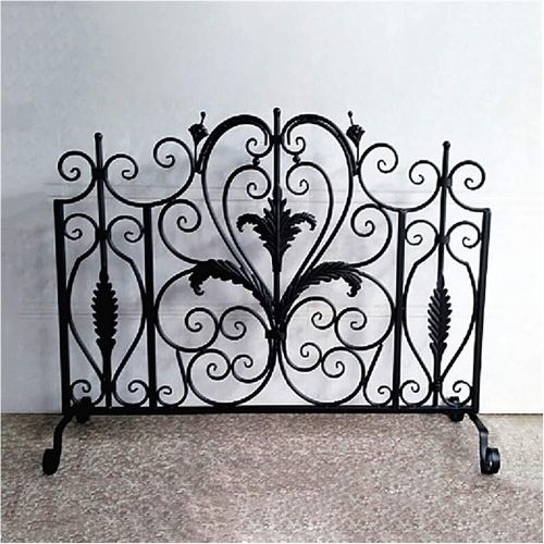  WSYTY Fireplace Screens Fire Spark Guard Large Flat Guard Fireplace Screen, Indoor Outdoor Wrought Iron Metal Decor Mesh, Baby Safe Fireproof Wood Burning Stove Accessories, Black