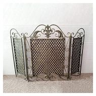 WSYTY Fireplace Screens Fire Spark Guard 3 Panel Fireplace Screen, Large Wrought Iron Flat Guard Metal Decor Mesh, Indoor Outdoor Safe Fireproof Wood Burning Stove Accessories, 35(