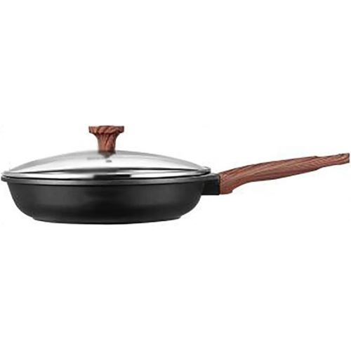  WSYYDS Steak Frying Pan Non Stick Pan Round with Wood Grain Handle, Suitable Gas Stove, for Kitchen Make Pancakes Burgers