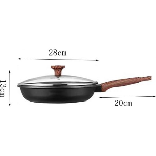  WSYYDS Steak Frying Pan Non Stick Pan Round with Wood Grain Handle, Suitable Gas Stove, for Kitchen Make Pancakes Burgers