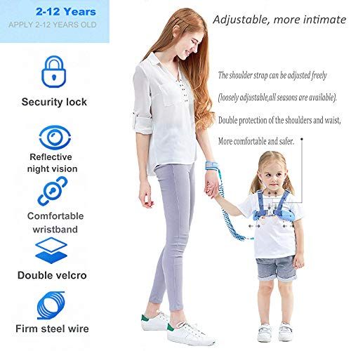  [아마존베스트]WSZCML Toddler Harness Walking Leash- Child Anti Lost Wrist Link - Child Safety Harness - Upgrade with Reflective Tape Liner（6.5ft）- for 1-12 Years Boys and Girls to Disneyland, Zoo or Ma