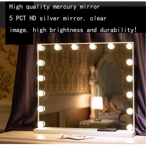  WUDHAO Vanity Mirror,Makeup Mirror 24.4/20.4 inch Hollywood Light Up Vanity Makeup Mirror Silver with LED Lights for Makeup Dressing Table Professional Illuminated Cosmetic Mirror with 16