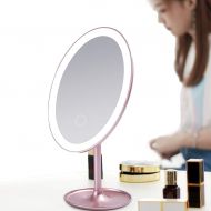 WUDHAO Vanity Mirror,Makeup Mirror LED Vanity Makeup Mirror with Touch Screen Dimmable LED Light 180 Degree Free Rotation Table USB Rechargeable Lighted Mirror for Countertop Bathroom Cos