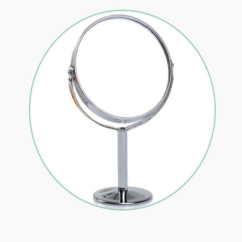  WUDHAO Vanity Mirror,Makeup Mirror 4 Inch 2X Magnification Desk Stand Mirror Round Double Dual Side Rotating Cosmetic Mirror with Multicycle Base with Lights Wall Mounted (Design :
