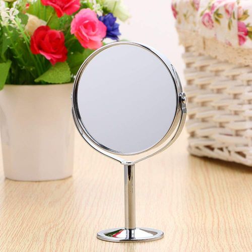  WUDHAO Vanity Mirror,Makeup Mirror 4 Inch 2X Magnification Desk Stand Mirror Round Double Dual Side Rotating Cosmetic Mirror with Multicycle Base with Lights Wall Mounted (Design :