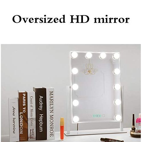  WUDHAO Vanity Mirror,Makeup Mirror Hollywood Light Up Vanity Makeup Mirror Silver with LED Lights for Makeup Dressing Table Professional Illuminated Cosmetic Mirror with 12-18 Dimmable Bu