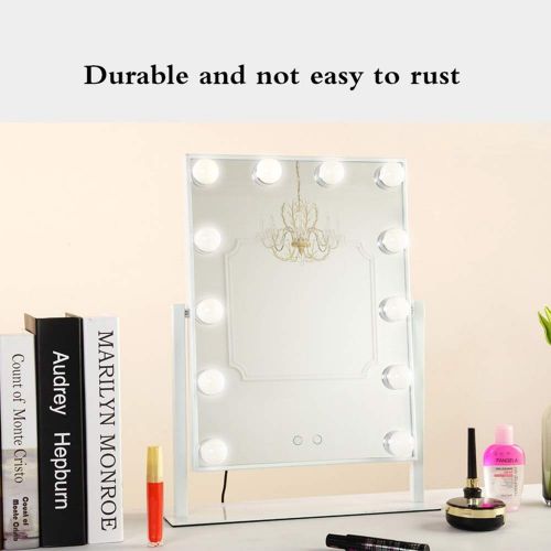  WUDHAO Vanity Mirror,Makeup Mirror Hollywood Light Up Vanity Makeup Mirror Silver with LED Lights for Makeup Dressing Table Professional Illuminated Cosmetic Mirror with 12-18 Dimmable Bu