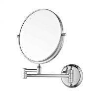 WUDHAO Makeup Mirror Makeup Mirror Bathroom Mirror Bathroom Folding 8 Inch Double Metal Circular Creative Mirror 10 Times Magnification (Color : Silver, Size : 8 inches 10 X)