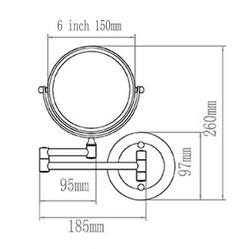  WUDHAO Vanity Mirror,Makeup Mirror Bathroom Wall-Mounted 6 Inch / 8 Inch Rotating Folding Double-Sided Magnification Makeup Mirror with Lights Wall Mounted (Color : Chrome, Size :