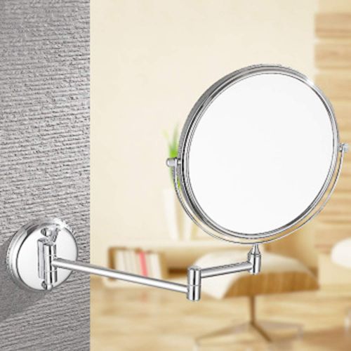  WUDHAO Vanity Mirror,Makeup Mirror Bathroom Wall-Mounted 6 Inch / 8 Inch Rotating Folding Double-Sided Magnification Makeup Mirror with Lights Wall Mounted (Color : Chrome, Size :