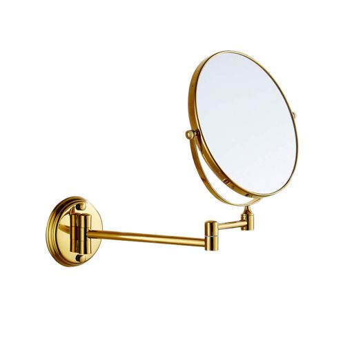  WUDHAO Vanity Mirror,Makeup Mirror High Grade Folding 8 Inch Vanity Mirror Bathroom Beauty Mirror Telescopic 3 Times Magnified Copper Double Sided Mirror with Lights Wall Mounted