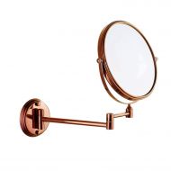 WUDHAO Mirrors with Lights Wall Mounted Folding 8 Inch Vanity Mirror Bathroom Beauty Mirror Rotating Telescopic 3 Times Magnification Copper Double Sided Mirror Makeup Vanity Mirro