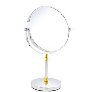 WUDHAO Vanity Mirror,Makeup Mirror 8 Inch 3X Magnification Desk Stand Mirror Round Double Dual Side Rotating Cosmetic Mirror with Multicycle Base with Lights Wall Mounted