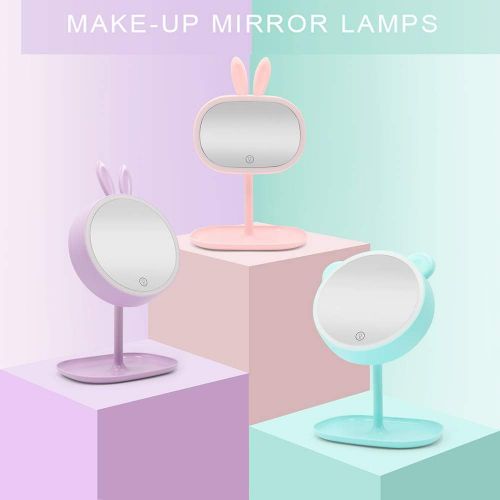  WUDHAO Vanity Mirror,Makeup Mirror LED Dressing Table Mirror with 3 Light Settings Fill Mirror 4 Block Adjustment USB Charging dimmable countertop Creative Makeup Mirror with Light