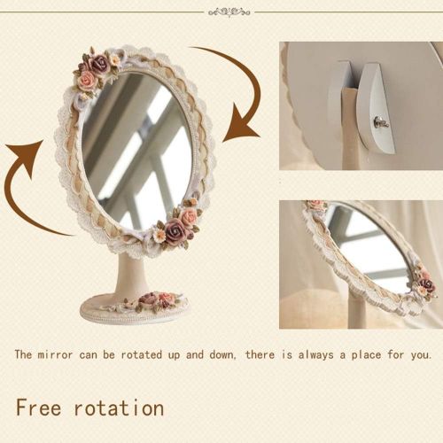  WUDHAO Vanity Mirror,Makeup Mirror Sided Ornate Freestanding Table Top Mirror Dressing Table Mirror Vintage Vanity Mirror Bedroom Bathroom Mirror Shabby Chic ABS with Lights Wall M