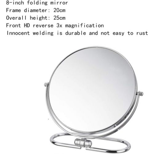  WUDHAO Vanity Mirror,Makeup Mirror Makeup Mirror Double Sided 3X Magnifying Table Mirror Round Rotary Desk Mirror 6-8-Inch Dressing Mirror with Lights Wall Mounted (Size : 6 inch:
