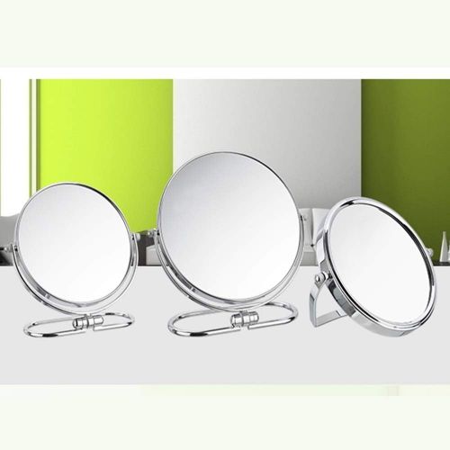  WUDHAO Vanity Mirror,Makeup Mirror Makeup Mirror Double Sided 3X Magnifying Table Mirror Round Rotary Desk Mirror 6-8-Inch Dressing Mirror with Lights Wall Mounted (Size : 6 inch: