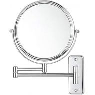 WUDHAO Vanity Mirror,Makeup Mirror Wall Mount Makeup Mirror Two-Sided Retractable Bathroom Mirror 8 Inches360 Degree Swivel Vanity Mirror 5X Magnification with Lights Wall Mounted