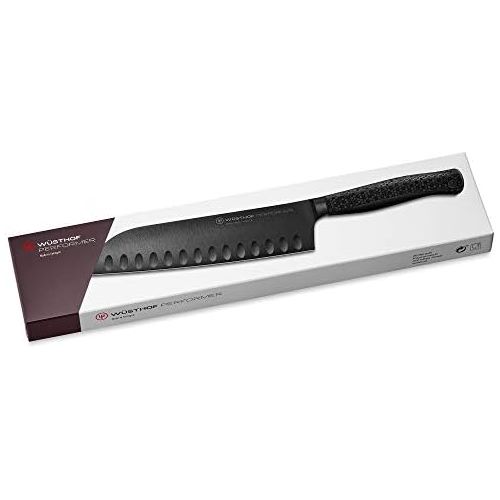  [아마존베스트]WUESTHOF Santoku Performer (1061231317) 17 cm Blade, DLC Coating, Serrated Edge, Professional Chefs Knife, Rustproof, Extremely Sharp, Black Knife