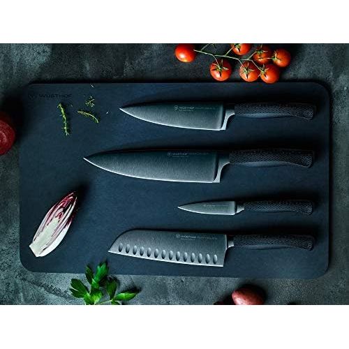  [아마존베스트]WUESTHOF Santoku Performer (1061231317) 17 cm Blade, DLC Coating, Serrated Edge, Professional Chefs Knife, Rustproof, Extremely Sharp, Black Knife