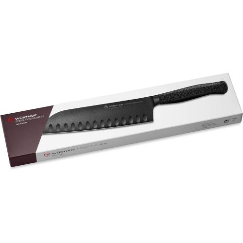  [아마존베스트]WUESTHOF Santoku Performer (1061231317) 17 cm Blade, DLC Coating, Serrated Edge, Professional Chefs Knife, Rustproof, Extremely Sharp, Black Knife