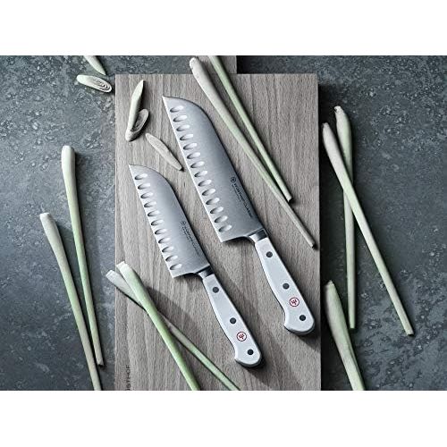  [아마존베스트]WUESTHOF Santoku with Knobs Classic White (1040231314) 5.5 Blade Stainless Steel Super Sharp Japanese Chefs Knife Sushi Knife White Handle