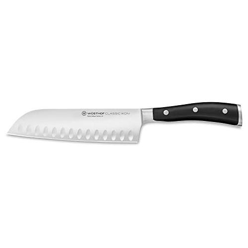  [아마존베스트]Wuesthof Classic Ikon Santoku Knife, Forged Stainless Steel, Long, Serrated Blade, Asian Kitchen Knife, Extremely Sharp