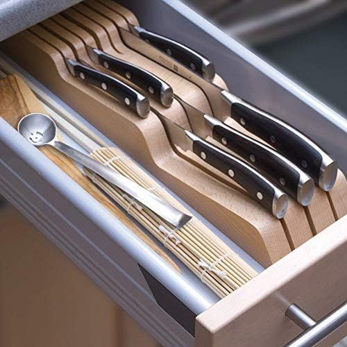  [아마존베스트]Wuesthof 7 Drawer Insert for 7 Knives (7270) Made of High Quality Beech for Kitchen Knives with a Blade Length of up to 23 cm, 4 Small Knives, 3 Large Knives