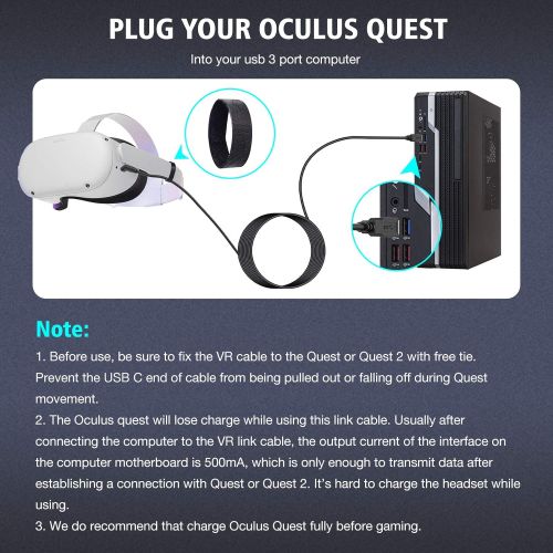  [아마존베스트]WUFAYHD Oculus Quest Link Cable, USB C Cable 10FT, 90 Degree Angled High Speed Data Transfer & Fast Charging Cable Compatible for Oculus Quest and Gaming PC