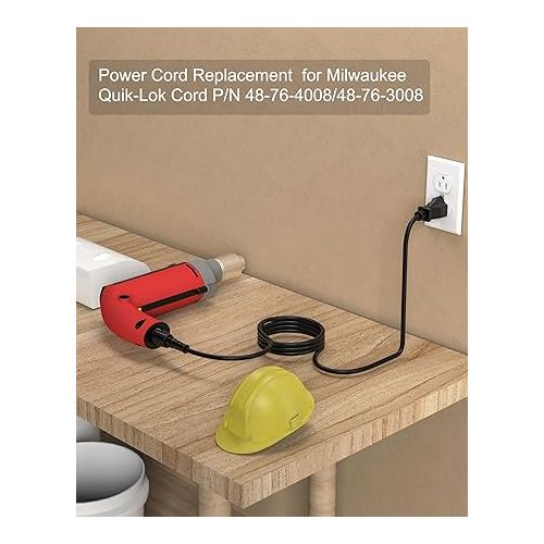  WUKUR for Quik-Lok Cord for Milwaukee Quick Lock Cord 48-76-4008/48-76-3008, 16.5FT Power Cord for Milwaukee Electric Tool power cord