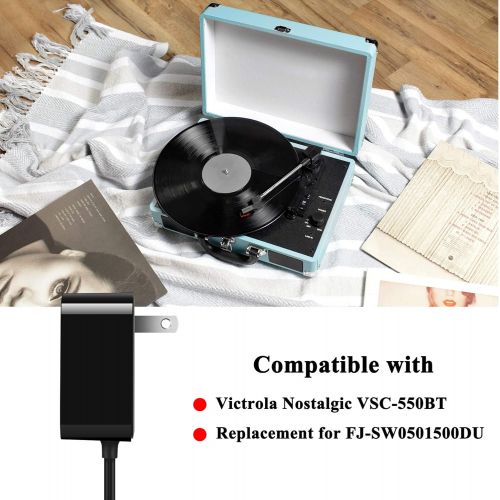  WUKUR for Victrola Record Player Power Cord, 5V DC IN Power Supply compatible with Victrola VSC-550BT Vintage 3-Speed (UL Tested)