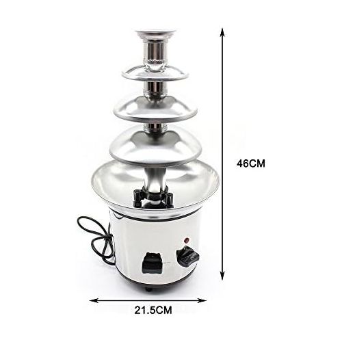  [아마존베스트]WUPYI 4-Tier Chocolate Fondue Fountain,Commercial Stainless Steel Chocolate Cheese Melting Machine 110V 170W,Max Capacity 1KG,for Party,Restaurant,Wedding