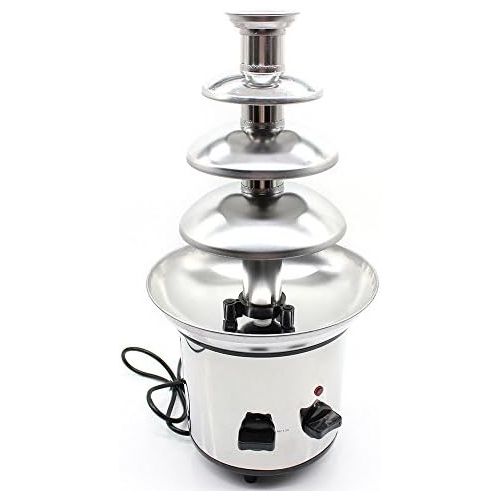  [아마존베스트]WUPYI 4-Tier Chocolate Fondue Fountain,Commercial Stainless Steel Chocolate Cheese Melting Machine 110V 170W,Max Capacity 1KG,for Party,Restaurant,Wedding