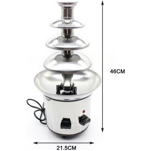  [아마존베스트]WUPYI 4-Tier Chocolate Fondue Fountain,Commercial Stainless Steel Chocolate Cheese Melting Machine 110V 170W,Max Capacity 1KG,for Party,Restaurant,Wedding