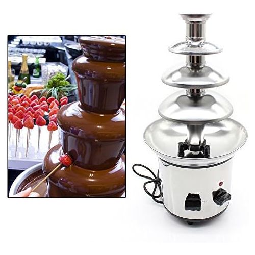  [아마존베스트]WUPYI 4-Tier Chocolate Fondue Fountain,Commercial Stainless Steel Chocolate Cheese Melting Machine 110V 170W,Max Capacity 1KG,for Party,Restaurant,Wedding