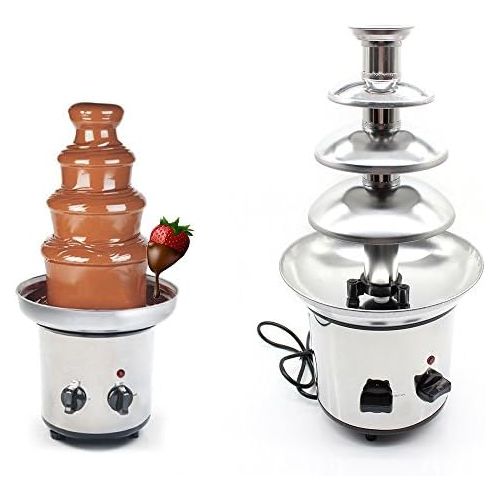  [아마존베스트]WUPYI 4-Tier Chocolate Fondue Fountain,Commercial Stainless Steel Chocolate Cheese Melting Machine 110V 170W,Max Capacity 1KG,for Party,Restaurant,Wedding