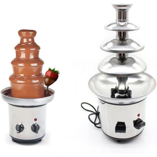  [아마존베스트]WUPYI 4-Tier Chocolate Fondue Fountain,Commercial Stainless Steel Chocolate Cheese Melting Machine 110V 170W,Max Capacity 1KG,for Party,Restaurant,Wedding