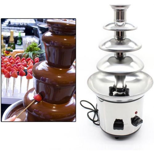  [아마존베스트]WUPYI 4-Tier Chocolate Fondue Fountain,Commercial Stainless Steel Chocolate Cheese Melting Machine 110V 170W,Max Capacity 1KG,for Party,Restaurant,Wedding