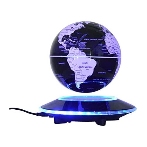  [아마존베스트]WUPYI 3 Magnetic Levitation Floating Globe Anti Gravity Rotating World Map with LED Light Multi-Color Changing Floating Globe for Children Educational Gift Home Office Desk Decoration