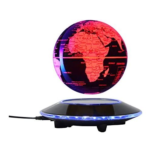  [아마존베스트]WUPYI 3 Magnetic Levitation Floating Globe Anti Gravity Rotating World Map with LED Light Multi-Color Changing Floating Globe for Children Educational Gift Home Office Desk Decoration