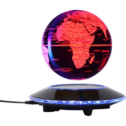  [아마존베스트]WUPYI 3 Magnetic Levitation Floating Globe Anti Gravity Rotating World Map with LED Light Multi-Color Changing Floating Globe for Children Educational Gift Home Office Desk Decoration