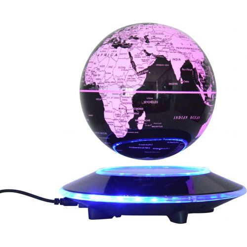  [아마존베스트]WUPYI 3 Magnetic Levitation Floating Globe Anti Gravity Rotating World Map with LED Light Multi-Color Changing Floating Globe for Children Educational Gift Home Office Desk Decoration