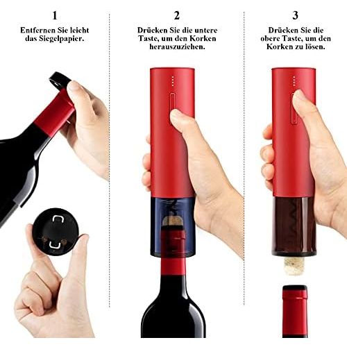  [아마존베스트]WUTASU Electric Corkscrew 6 Seconds Automatic Bottle Opener Wine Opener with Foil Cutter and Rechargeable USB to Type-C Charging Cable for Wine Lovers Family Celebration