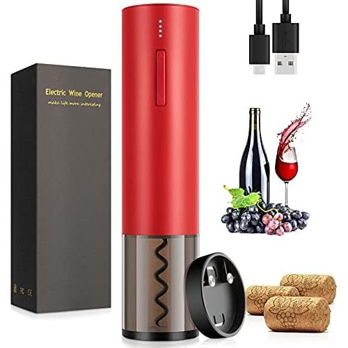  [아마존베스트]WUTASU Electric Corkscrew 6 Seconds Automatic Bottle Opener Wine Opener with Foil Cutter and Rechargeable USB to Type-C Charging Cable for Wine Lovers Family Celebration