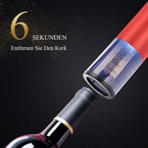  [아마존베스트]WUTASU Electric Corkscrew 6 Seconds Automatic Bottle Opener Wine Opener with Foil Cutter and Rechargeable USB to Type-C Charging Cable for Wine Lovers Family Celebration