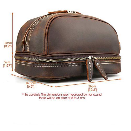  WUZHENG Leather Toiletry Bag for Men (Dopp Kit) The and Travel Accessory