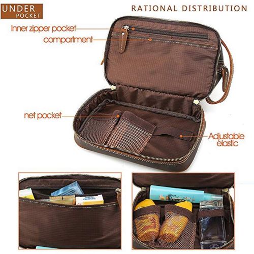  WUZHENG Leather Toiletry Bag for Men (Dopp Kit) The and Travel Accessory