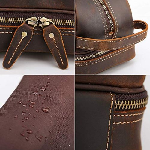  WUZHENG Leather Toiletry Bag for Men (Dopp Kit) The and Travel Accessory